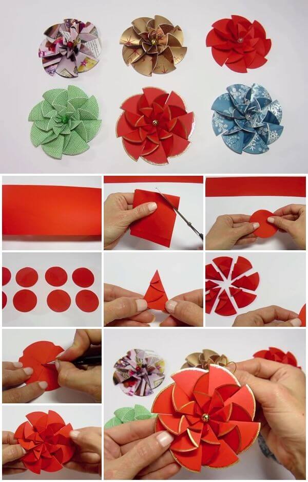 easy origami flower with rectangular paper