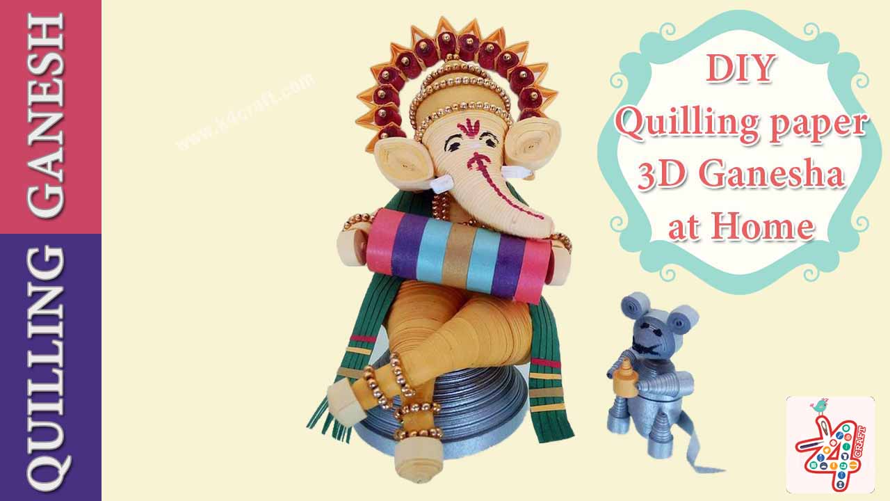 Unbelievable 3D Ganesha with Paper Quilling Easy Craft Ideas To Celebrate Ganesh Chaturthi with Kids