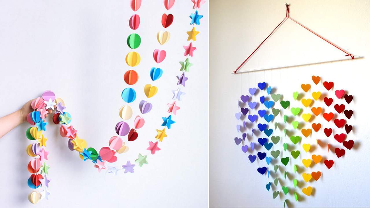 Colorful-Star-Heart-Round-Flower-Butterfly-Shape-Hanging-Paper - K4 Craft