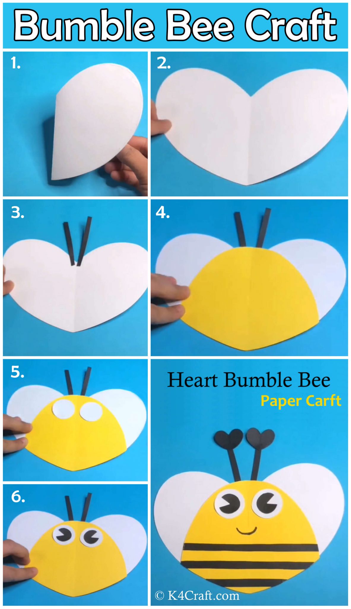 make-paper-bee-craft-for-kids-pin • K4 Craft