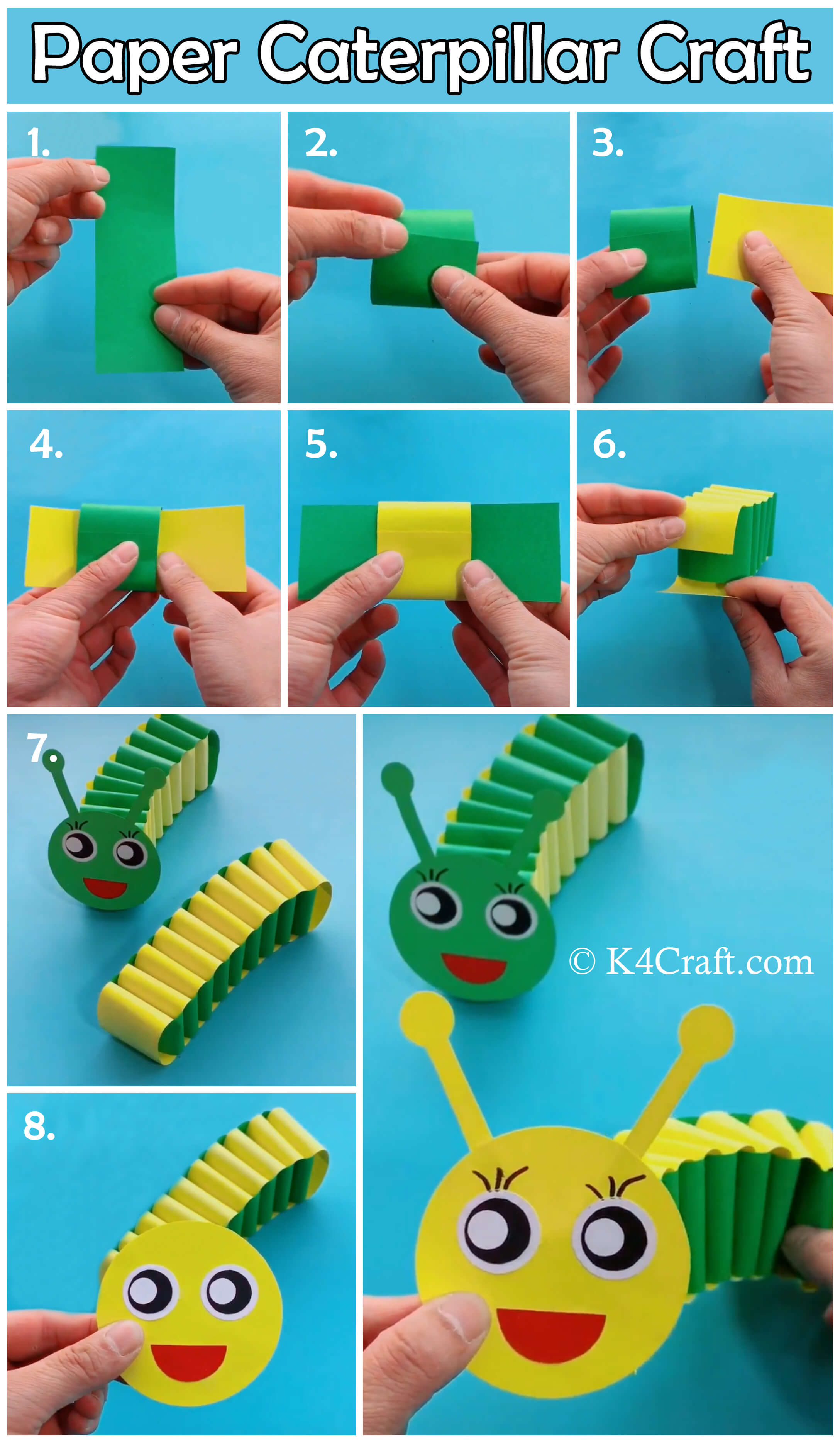 make-paper-caterpillar-craft-for-kids-pin • K4 Craft