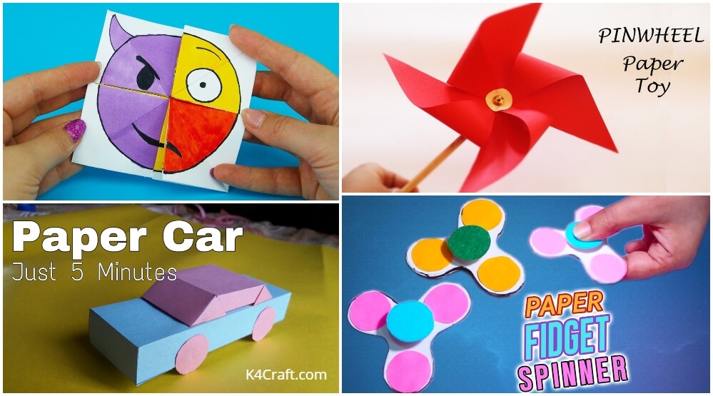 8 EASY PAPER CRAFT IDEAS FOR KIDS / PAPER CRAFTS / MOVING PAPER TOYS /  SCHOOL CRAFT IDEAS / ORIGAMI 