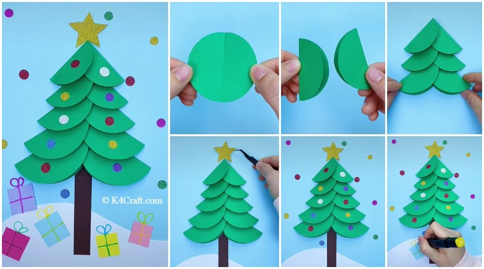 How to Draw a Christmas Tree - Step by Step Drawing Tutorial - Easy Peasy  and Fun