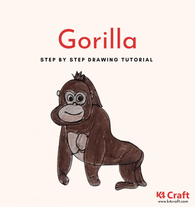 How to Draw a Gorilla for Kids Easy Step by Step Tutorial K4 Craft